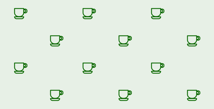 Mønster med grønne kaffekopper