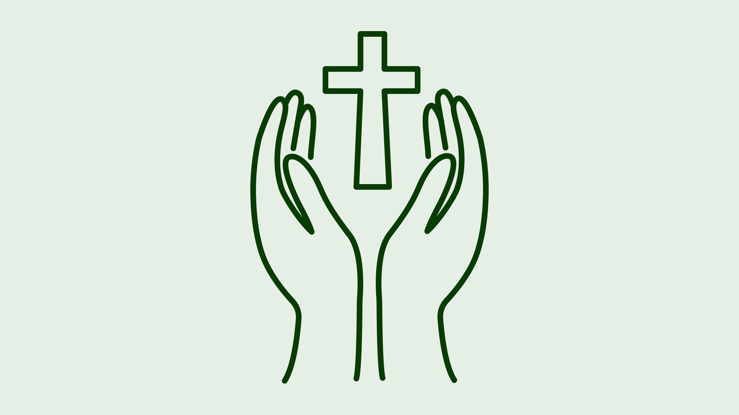 Illustrasjon av to hender som holder et kors